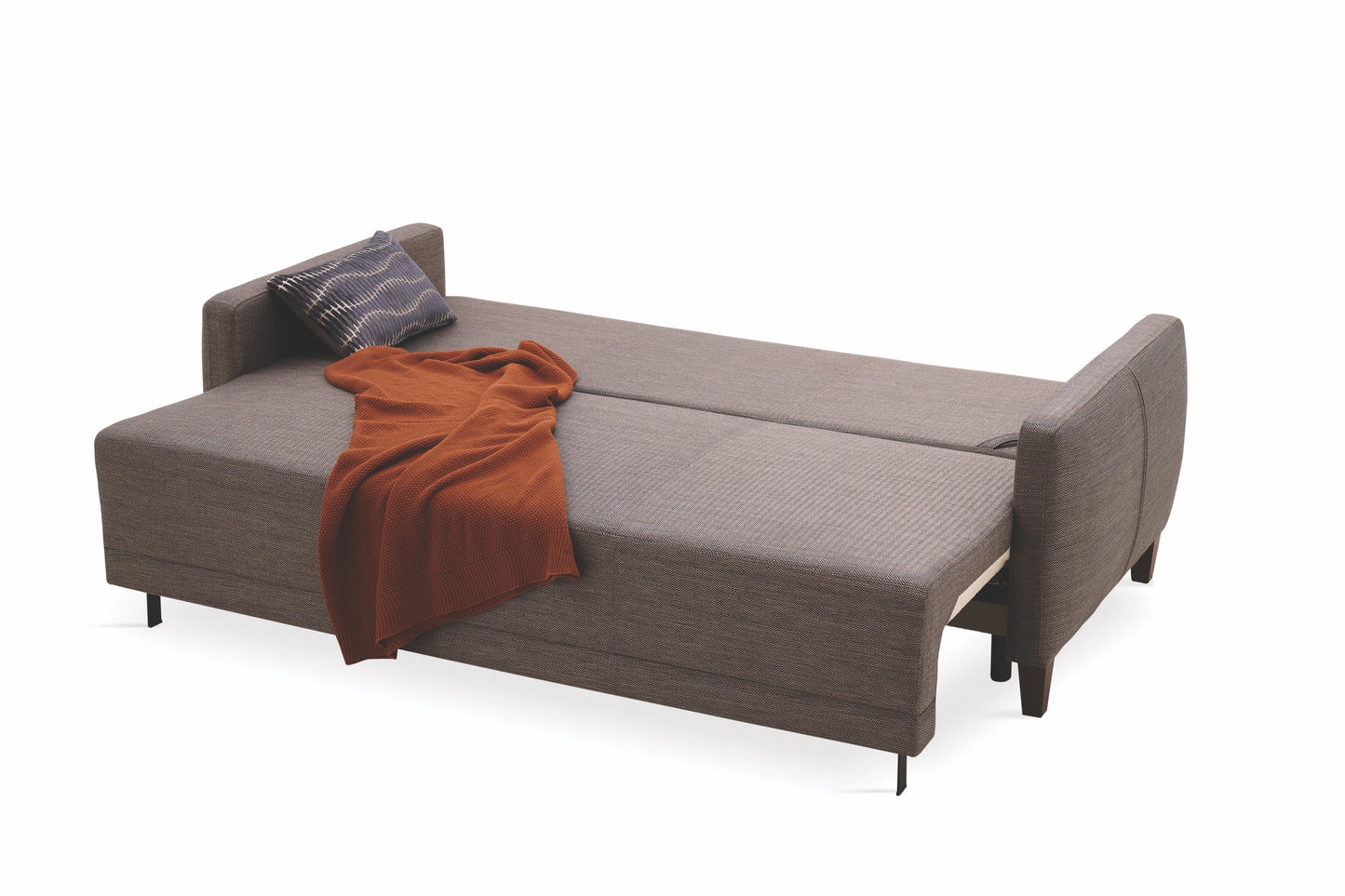 Smart Belzoni Brown/Blue 3-Seater Sofa Bed with Storage - Mattress on Demand