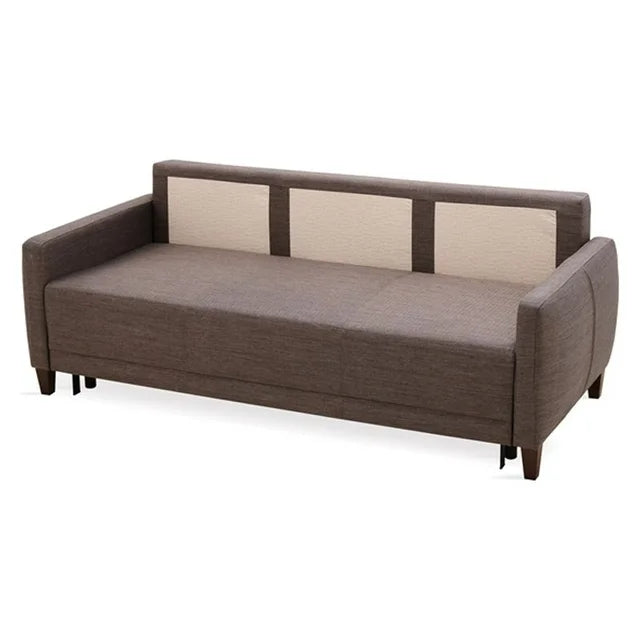 Smart Belzoni Brown/Blue 3-Seater Sofa Bed with Storage - Mattress on Demand