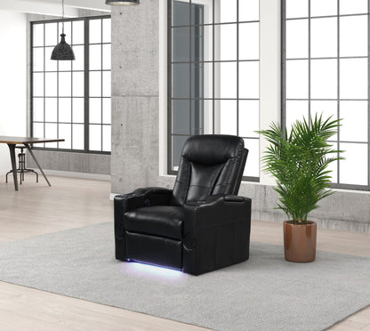 Topgun Black LED Power Recliner with Bluetooth Speaker