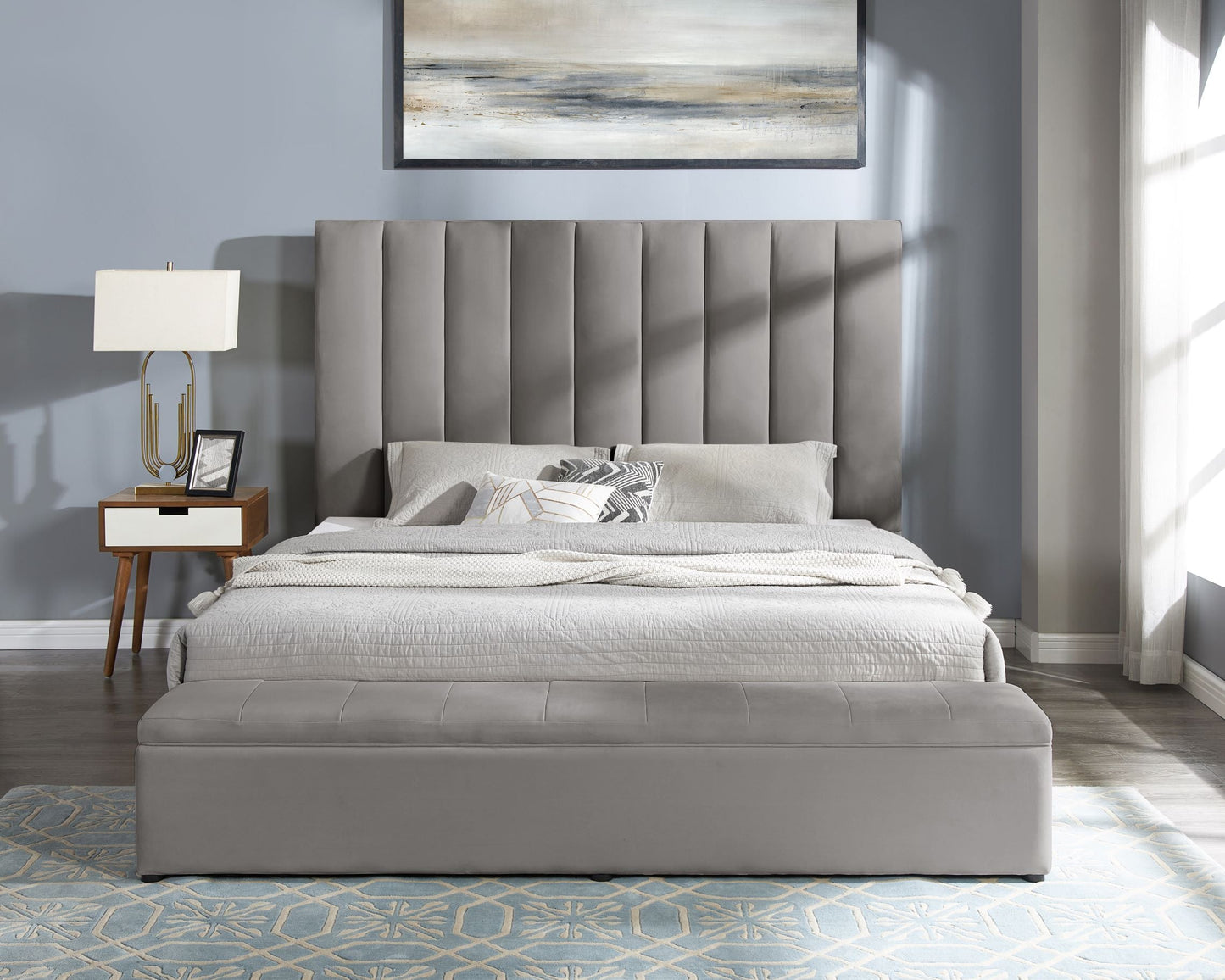 Valencia Gray King Platform Bed