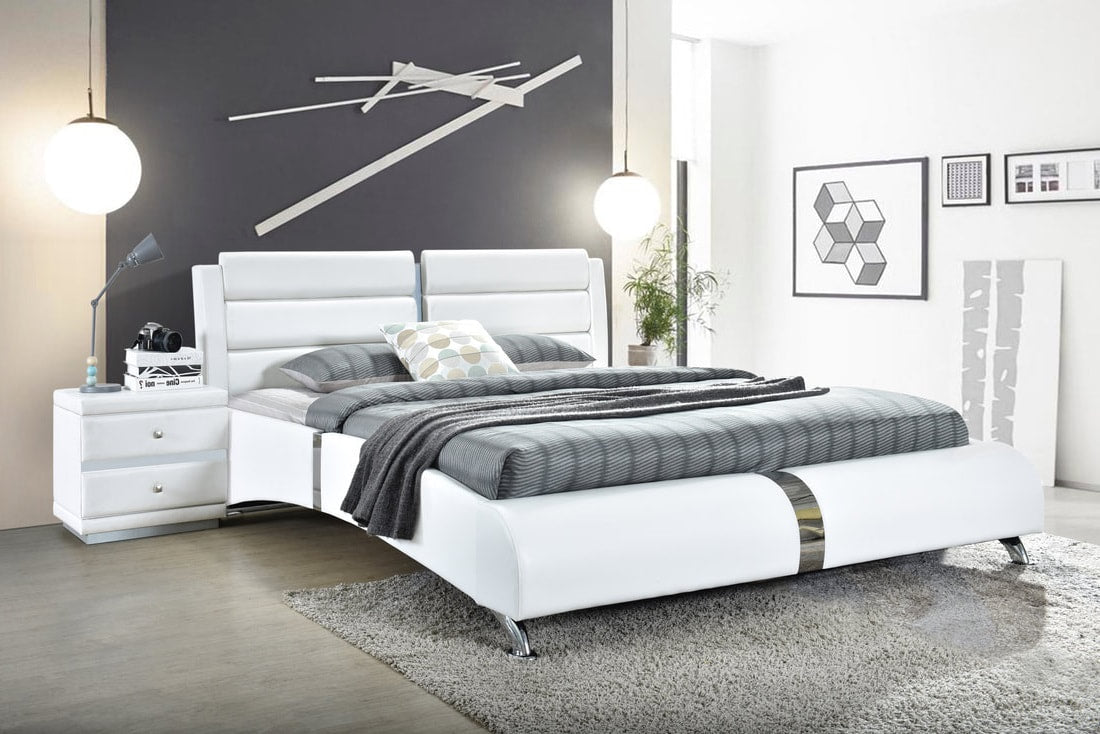 Vegas White Queen Platform Bed