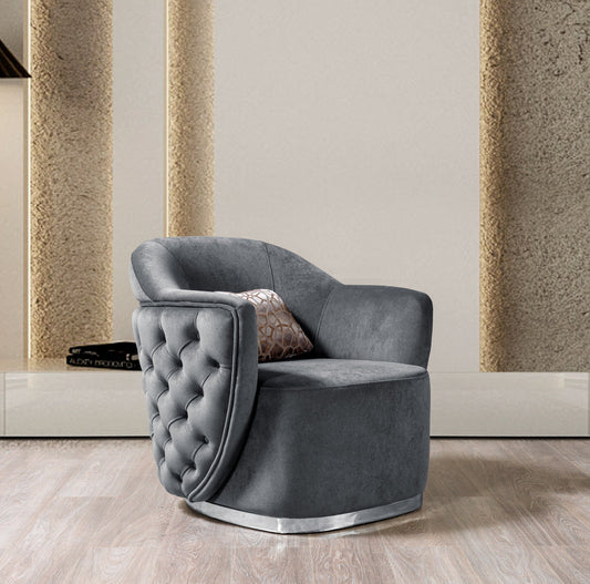 Victoria Gray Velvet Chair - Mattress on Demand