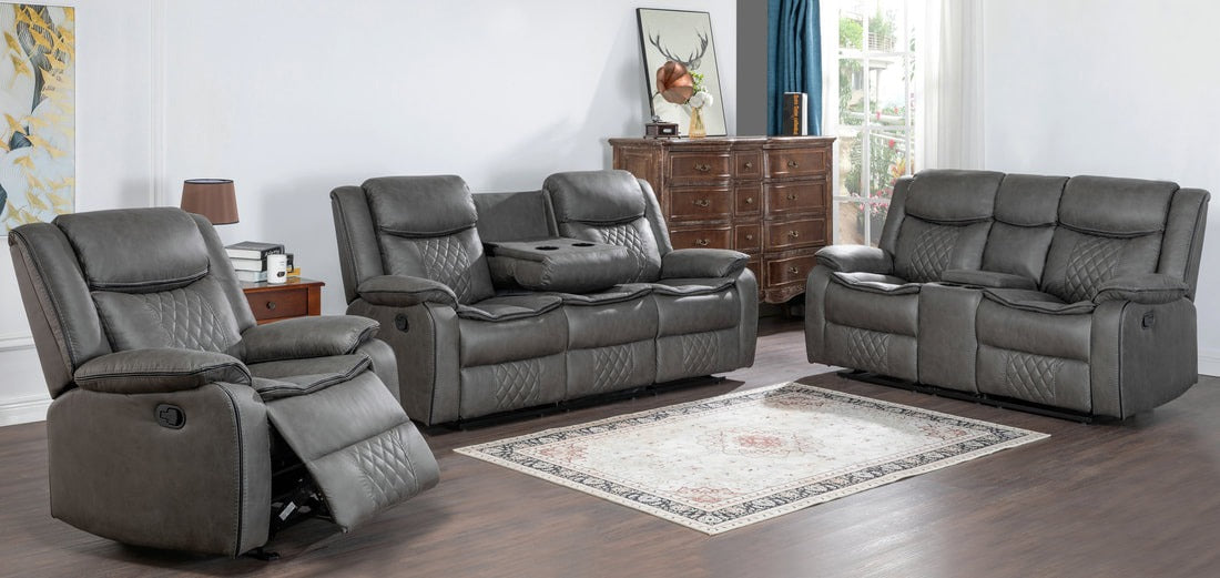 Weston Gray 3-Piece Reclining Living Room Set - Mattress on Demand