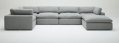 Comfy Gray XL 130" Cloud Sectional with Ottoman