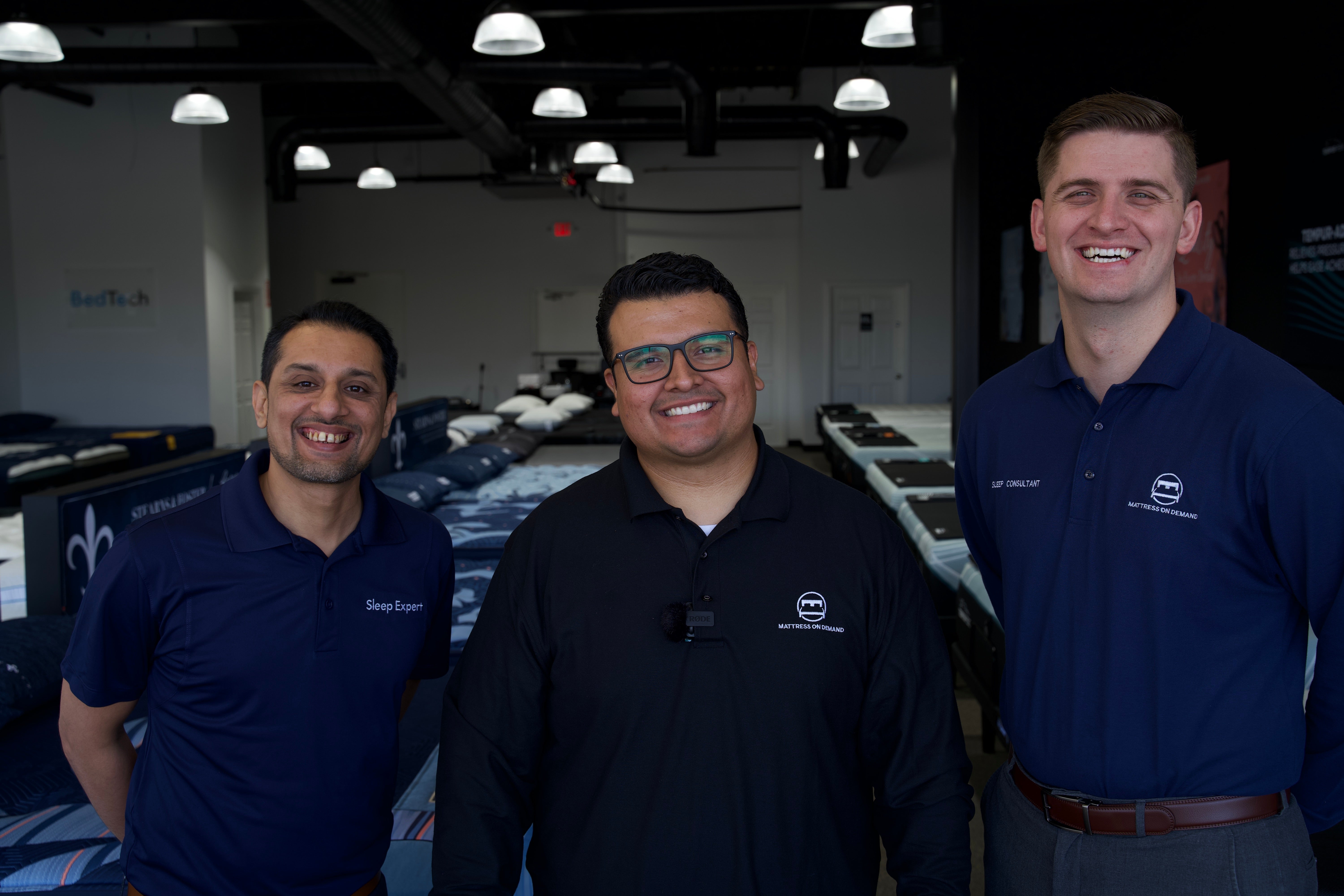 Mattress On Demand showroom team helping local shoppers